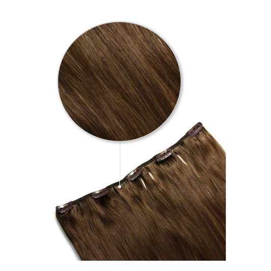 One Piece Top-up Remy Clip in Human Hair Extensions - Light/Chestnut Brown (#6)