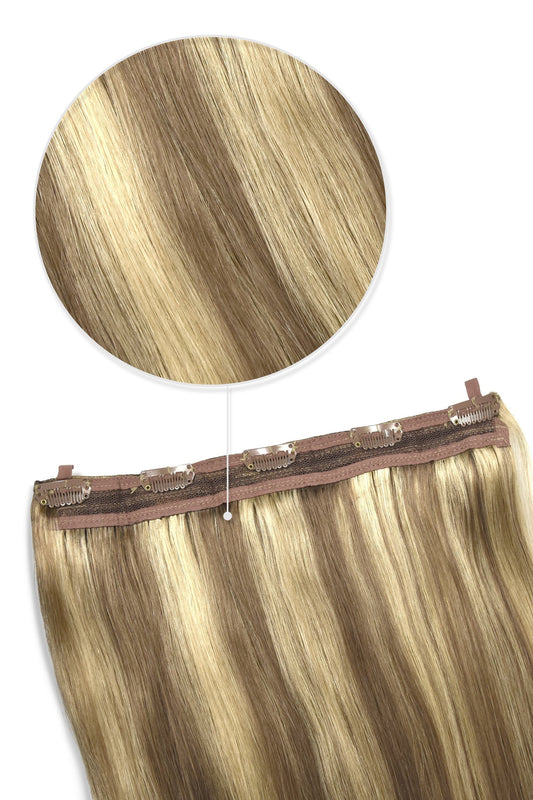 Quad Wefted Remy Clip in Human Hair Extensions - Butterscotch Blonde (#10/16)