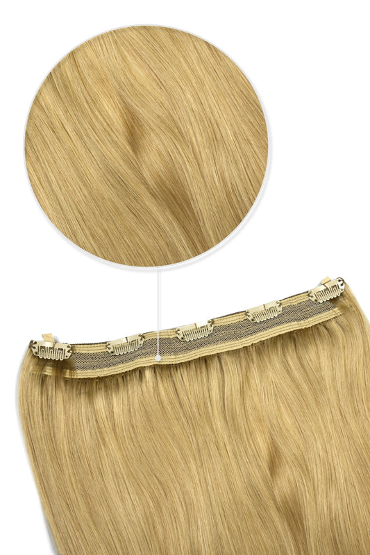 Quad Wefted Remy Clip in Human Hair Extensions -Light Golden Blonde (#16)