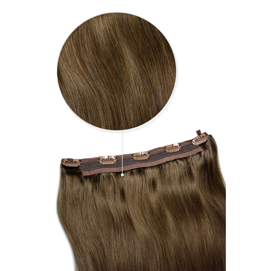Quad Wefted Remy Clip in Human Hair Extensions - Ash Brown (#9)
