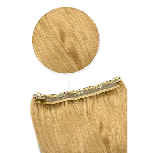 Quad Wefted Remy Clip in Human Hair Extensions -Light Golden Blonde (#16)