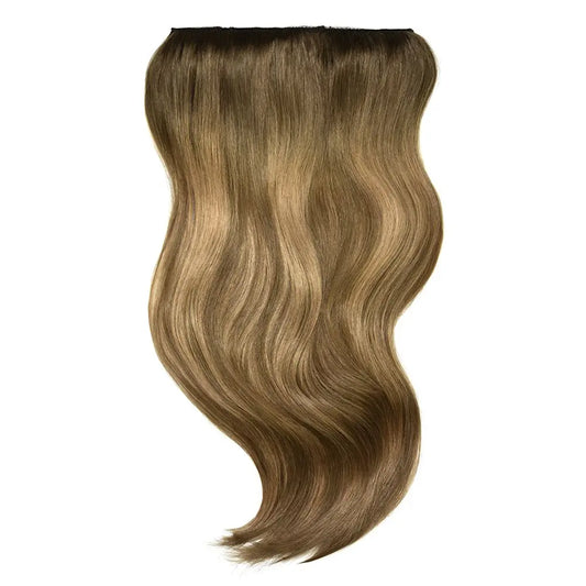 Dupla vetítésű teljes fejű klip Balayage hajhosszabbításokban - puha bronz