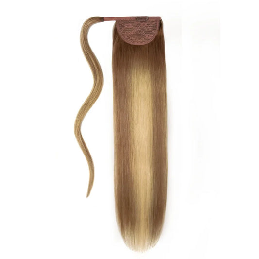Chestnut Bronde Balayage Straight Up Wrap Around Ponytail Extension