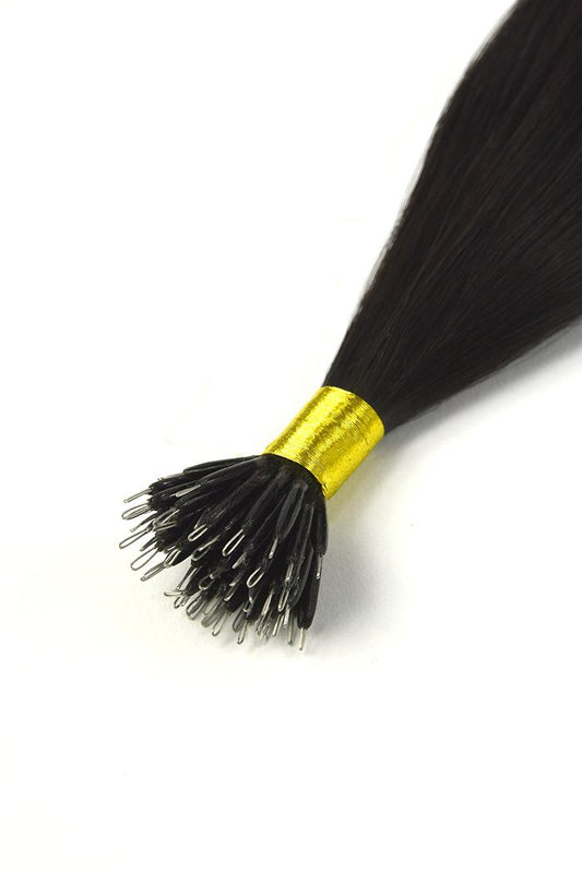 Nano Ring Hair Extensions Double Drawn - Off/Natural Black (#1B)