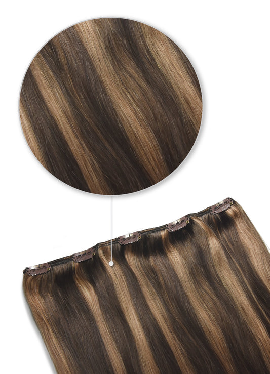 One Piece Top-up Remy Clip in Human Hair Extensions - Cinnamon Brownie (#4/30)