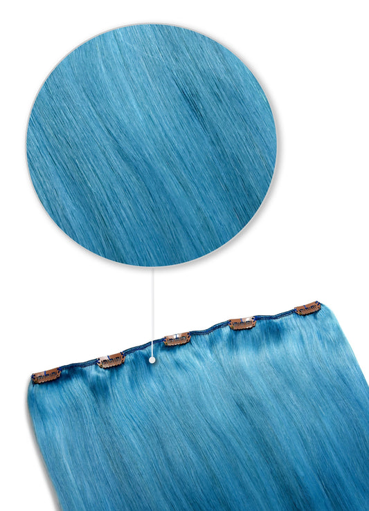 One Piece Top-up Remy Clip in Human Hair Extensions - Turquoise