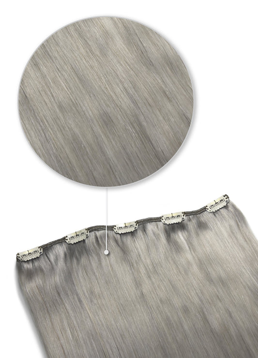 One Piece Top-up Remy Clip in Human Hair Extensions - Silver/Grey (#SG)