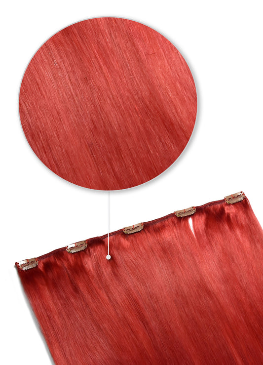 One Piece Top-up Remy Clip in Human Hair Extensions - Bright Red