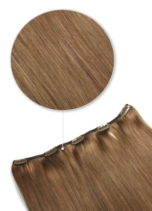 One Piece Top-up Remy Clip in Human Hair Extensions - Light Auburn (#30)