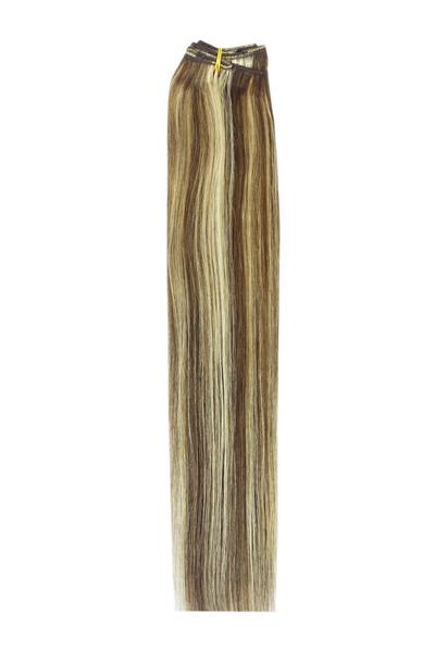 15 Inch Remy Human Hair Weft/Weave Extensions - Medium Brown/Blonde Mix (#4/24)