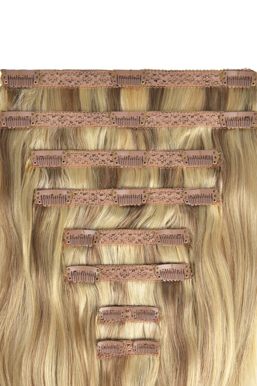 Double Wefted Full Head Remy Clip in Human Hair Extensions - Iced Cappuccino (#14/22)