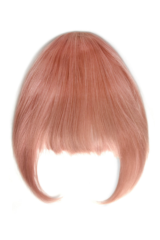Pink clip in fringe human hair 