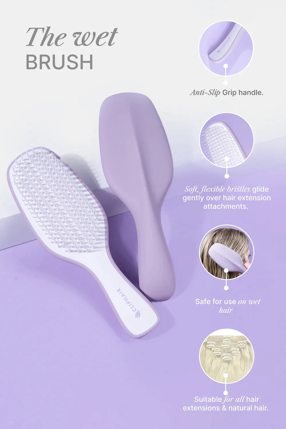 Detangling brush infographics